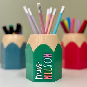 Teacher Stationery Holder Pots | Personalised Teacher gift | Teacher thank you | Desk Storage Decor | Back to School | Organisation image 3