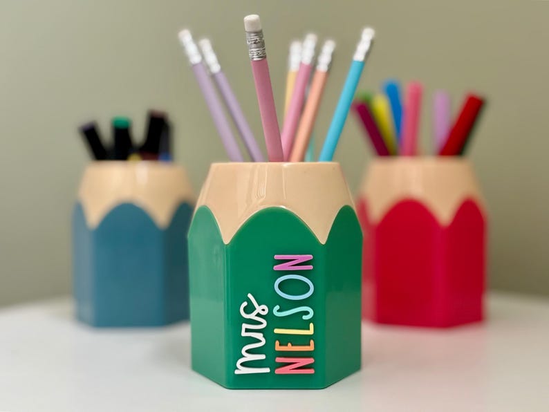 Teacher Stationery Holder Pots | Personalised Teacher gift | Teacher thank you | Desk Storage Decor | Back to School | Organisation image 3