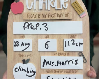 Personalized First Day of School Photo Board | Milestone Tracker | Back to School