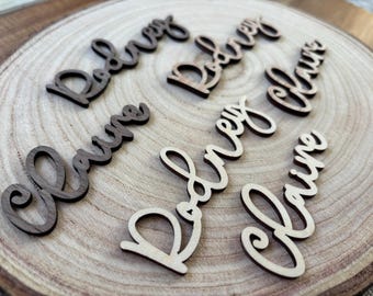 Custom Wooden Name Place Setting | Cursive Party Decor