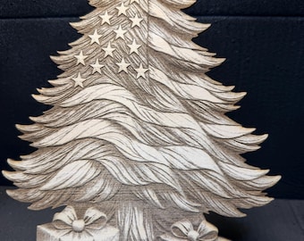 11.2"x7.5" Americana Christmas Tree ready to Paint