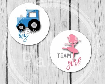 Gender Reveal Stickers Team Boy Team Girl Baby Elephant Gender Party