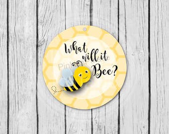 Gender Reveal Tags What Will It Bee, Party Tags, Treat Bag Tags, Baby Shower Tags