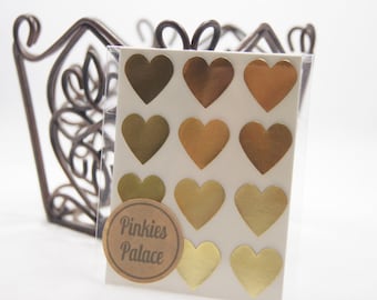 Gold Heart Stickers 3/4 Inch Stickers Envelope Seals Packaging Stickers