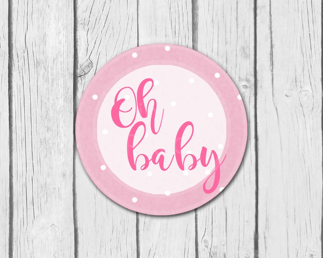 Oh Baby Round PRINTABLE Tags Cookie Card Tag Baby Girl - Etsy