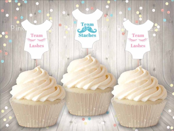 Revelacion De Genero Cupcake Toppers Camisa De Bebe Lashes Etsy