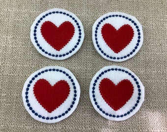 Heart in Circle feltie CUT or UNCUT Patriotic