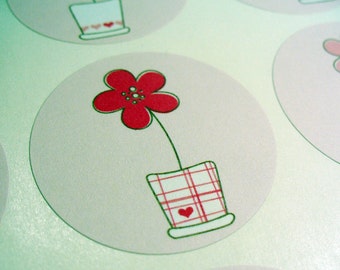 Stickers Envelope Seals Planning Stickers Flower Pink