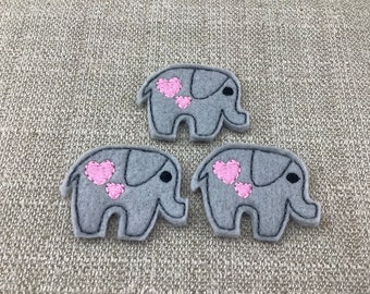 Elephant with Hearts Feltie CUT or UNCUT