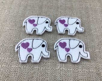 Elephant with Hearts Feltie CUT or UNCUT