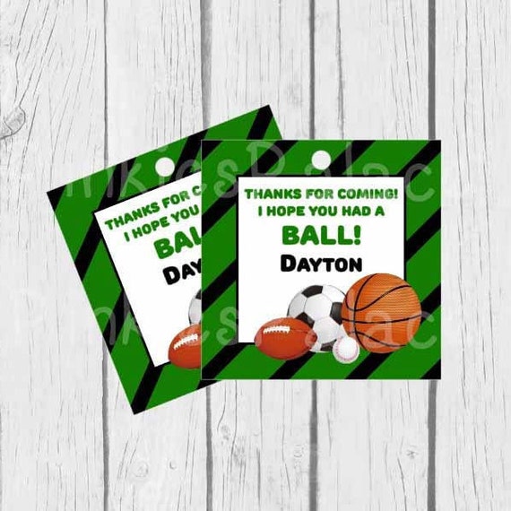Personalized Sports Tags Birthday Tags Party Tags Boys Etsy