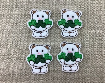 St Patrick’s Day Bear with Shamrocks, Felties, Feltie Sheet CUT or UNCUT