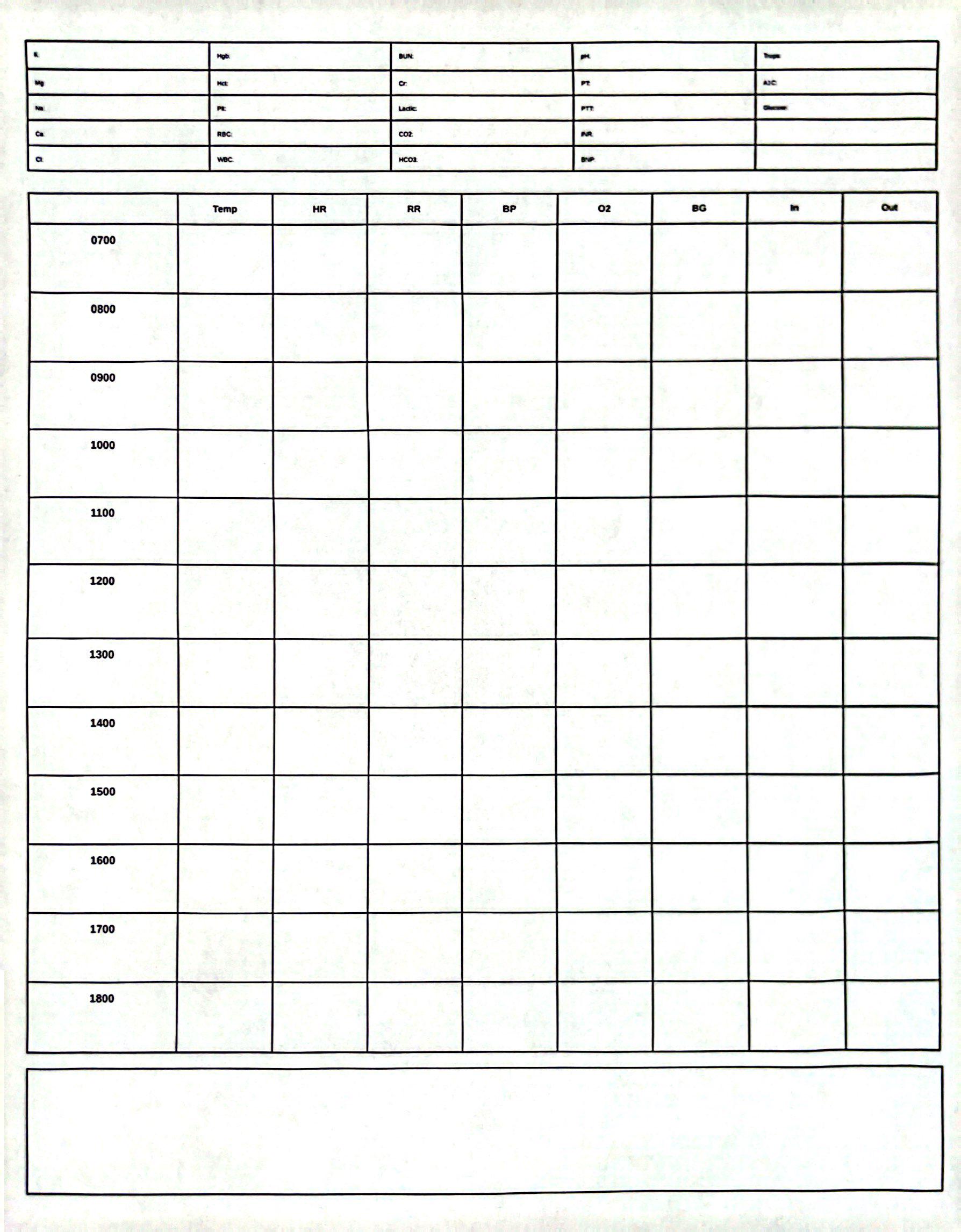 Nurse day shift report sheet pcu icu critical care units etsy