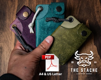 DIY Leather Wallet Pdf- Svg - Dxf- Pattern: Downloadable Minimalist Cardholder Template with Snap Design