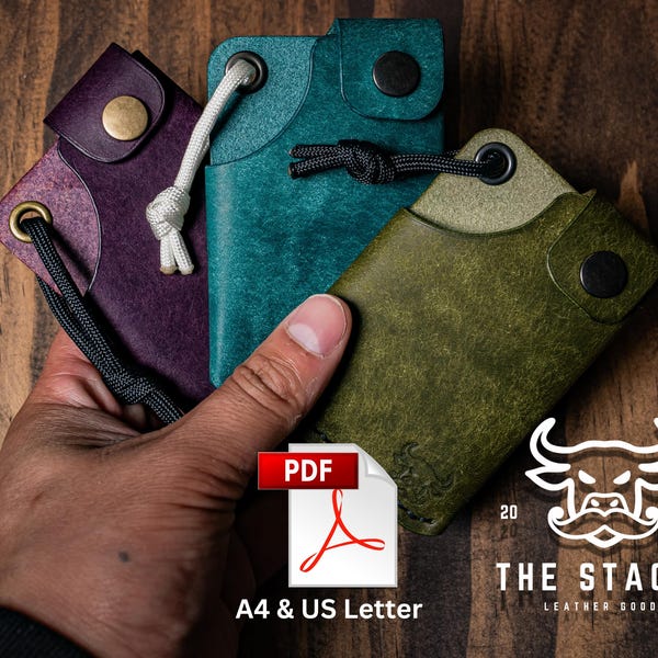 DIY Leather Wallet Pdf- Svg - Dxf- Pattern: Downloadable Minimalist Cardholder Template with Snap Design
