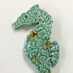Handmade Ceramic Sea Horse Tile: High Fired Mosaic Art