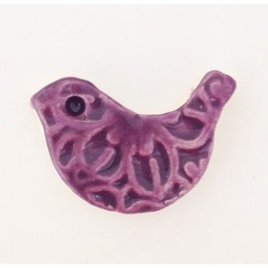 PURPLE Mosaic BIRD Tile with Flower Print