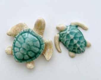 ウミガメのモザイクタイルアート：手作り大理石の壁飾り（32インチ×28