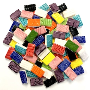 Ceramic Mosaic Tiles - 3/4&quot; Bricks- Multi Colored