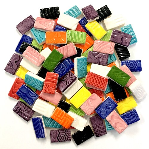 Ceramic Mosaic Tiles 3/4 Bricks Multi Colored Etsy