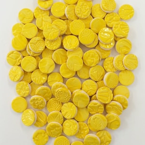 Yellow Mosaic Tiles - 100 Ceramic Circle Tiles