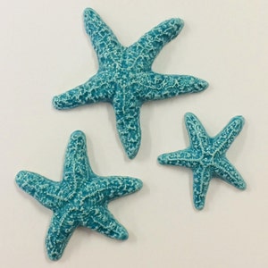 3 Starfish Tiles Turquoise image 1