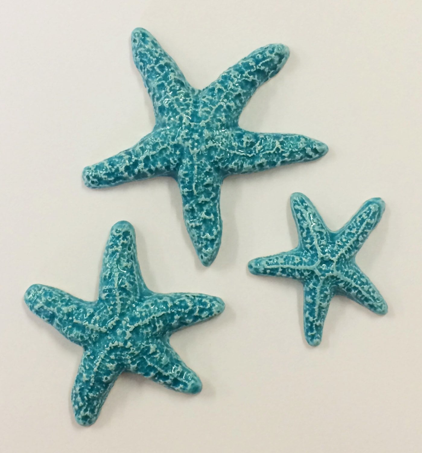 3 Starfish Tiles - Turquoise