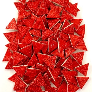 100 Handmade RED TRIANGLE Ceramic Tiles - Etsy