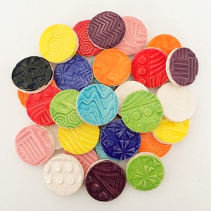 Mosaic Tiles - 1&quot; Multi Colored Circle Tiles