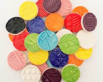 Mosaic Tiles - 1&quot; Multi Colored Circle Tiles