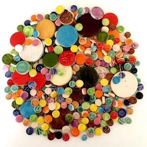 Mosaic Tile Circles - 1 lb High Fired Ceramic Tiles - Mixed Bag