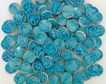 Turquoise Mosaic CERAMIC Circle Tiles