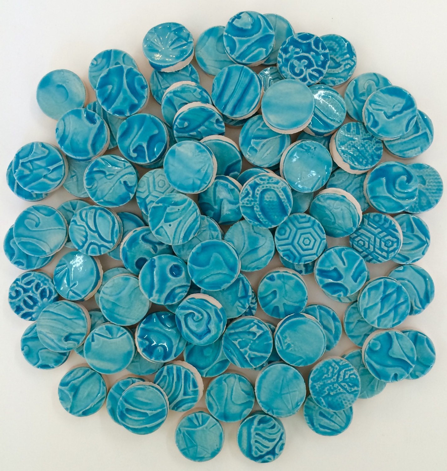 Turquoise Mosaic CERAMIC Circle Tiles Etsy