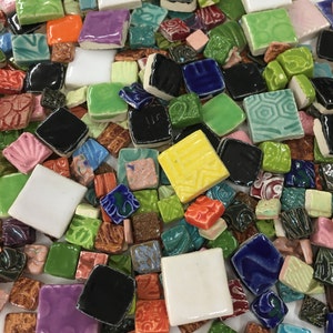 Ceramic Mosaic Square Tiles 1 lb High Fired Mixed Bag image 2