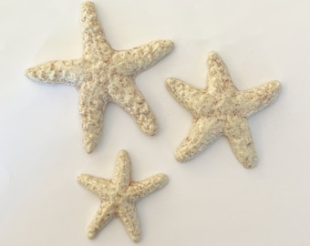 3 Starfish Tiles - White with specks