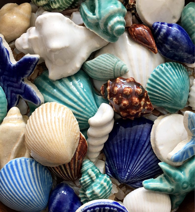 Mosaic Tiles Mixed Set Ceramic Tiles Ocean Tiles Etsy