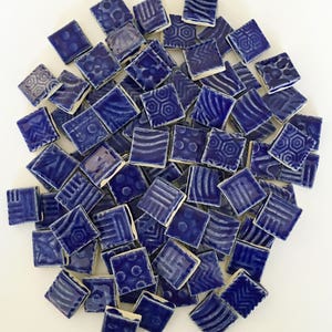 Mosaic Tiles -  100 Royal Blue High Fired 3/4&quot; Squares