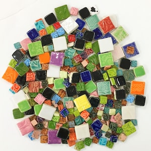 Ceramic Mosaic Square Tiles 1 lb High Fired Mixed Bag image 1