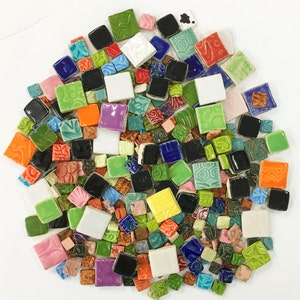Ceramic Mosaic Square Tiles - 1 lb High Fired - Mixed Bag