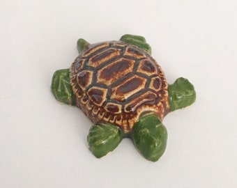 ウミガメのモザイクタイルアート：手作り大理石の壁飾り（32インチ×28