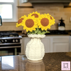 Crochet Sunflower Bouquet in Yarn Vase: Handmade Home Decor