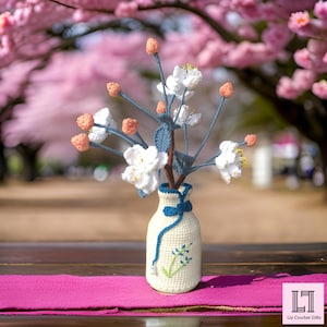 Crochet Begonia Bouquet in Cheongsam Vase: Handmade Floral Decor