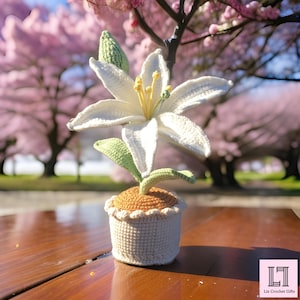 Handmade Crochet Lily in Yarn Pot: Floral Home Accent - Multiple Colors