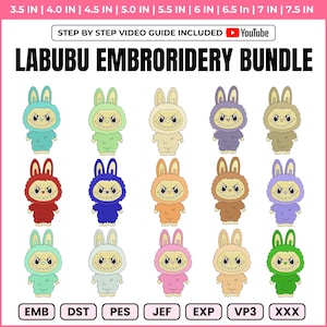 Labubu Stickdateien Set, LABUBU Stickdatei Set, LABUBU Stickdatei, Labubu Stickdatei, Labubu Stickmuster, 8 Größen