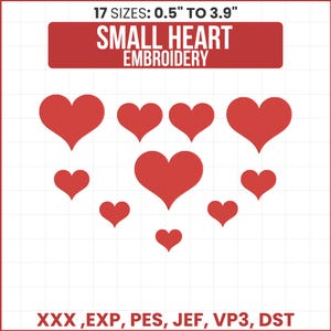 Heart embroidery design, Mini heart machine embroidery file, Valentines day, Fill stitch embroidery pattern, Small heart