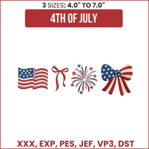 4th of July Bow Embroidery Design: American Coquette (Instant Download)