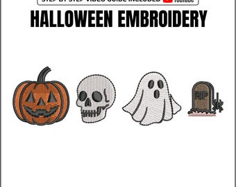 Cute Halloween Embroidery Designs, Kids Halloween Embroidery Design, Spooky Season Embroidery Pattern, 5 Sizes