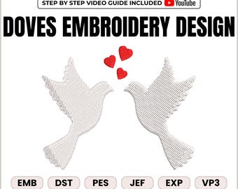 Disegno per ricamo a macchina &quot;Colombie&quot;: motivo per ricamo a macchina &quot;Love Birds&quot; (file digitale)