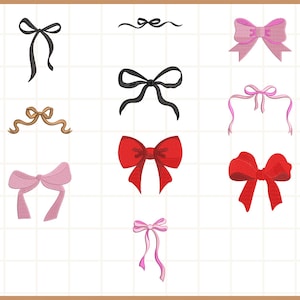 Disegno per ricamo a fiocco / Schema per ricamo a macchina con fiocco digitale / File per ricamo Coquette / File per ricamo a macchina con fiocco / Download immediato