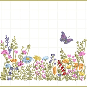 Wildflower Meadow Machine Embroidery Design, Floral Boho Pattern ...